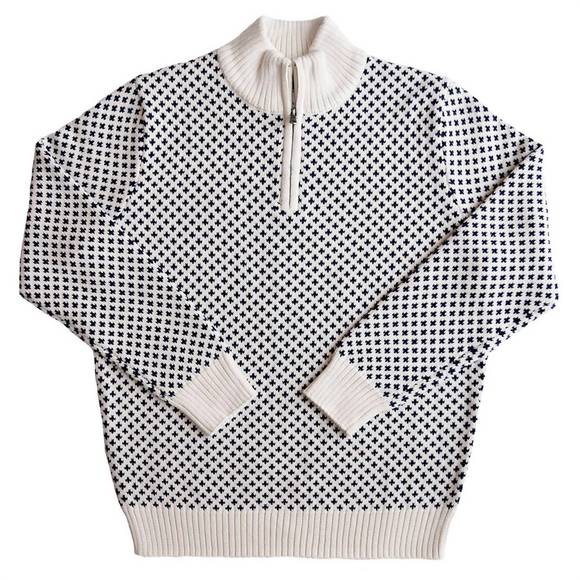 NEW LONG WHARF SUPPLY CO. men's edgartown seawell quarter zip sweater in cream